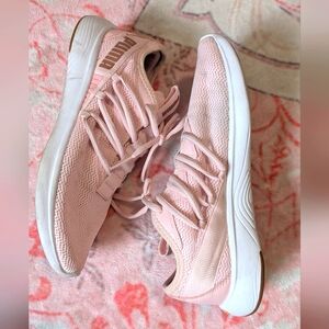 Puma Softride Women's Pink And White Lace Up Athletic Tennis Shoes Size 8.5